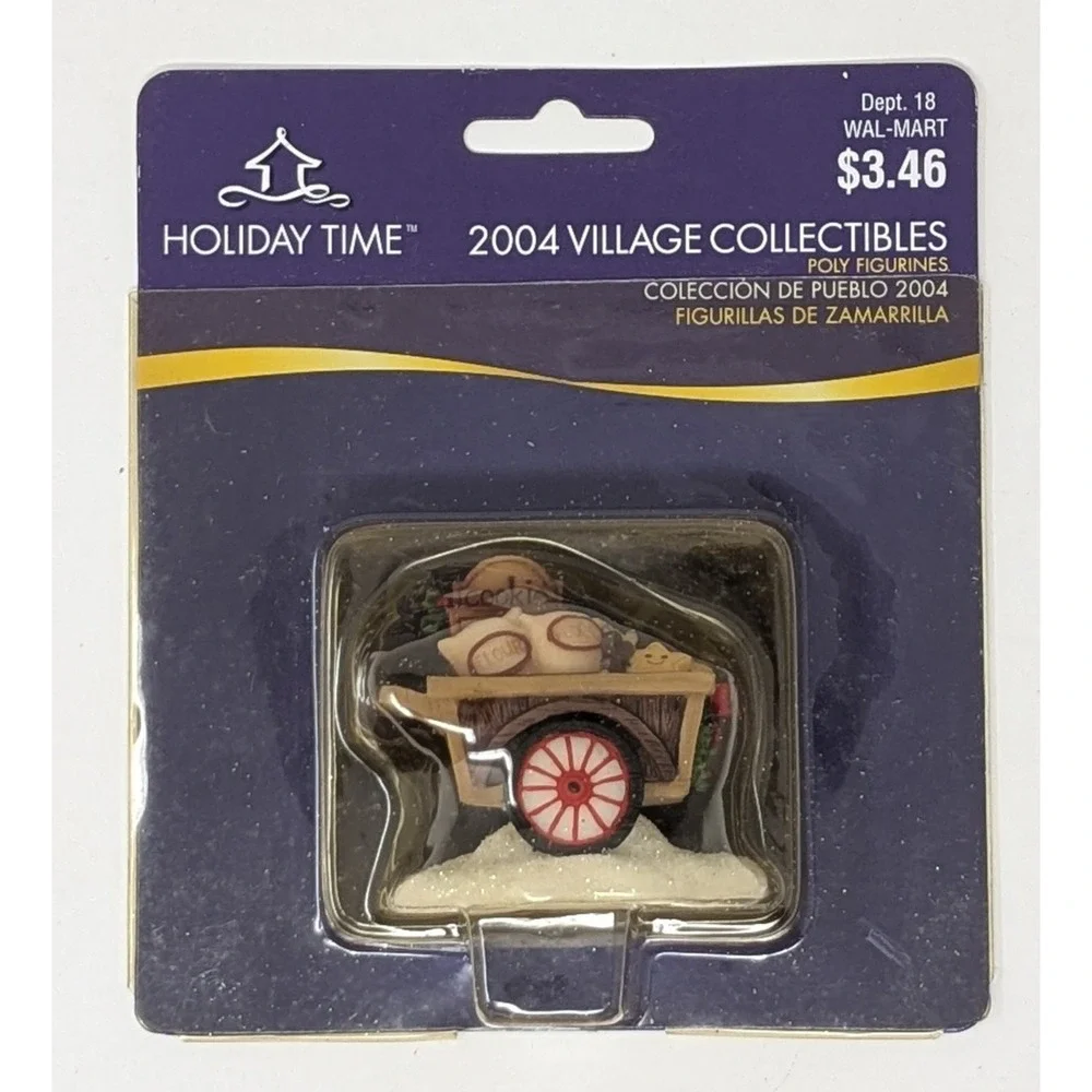 2004 Holiday Time Village Collectibles Christmas Cookies Cart - New
